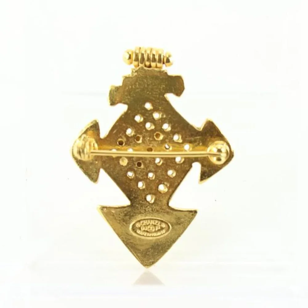 Chanel 94p 24k Gold Plated  CC Cross Brooch Pin 39cc722s